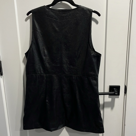 Pebbled Faux Leather Mini Dress Size Large Black - Picture 7 of 7